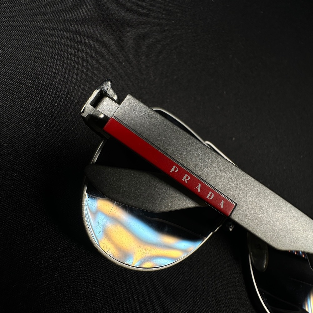Prada Polarized Sunglasses Frame Men Silver Linnea Rossa SPS 57U 449-5W1 Italy - Picture 10 of 12
